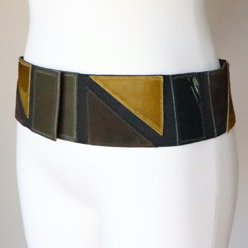 Gaultier Stretch Leather/Suede Patch Elastic Belt - image 2